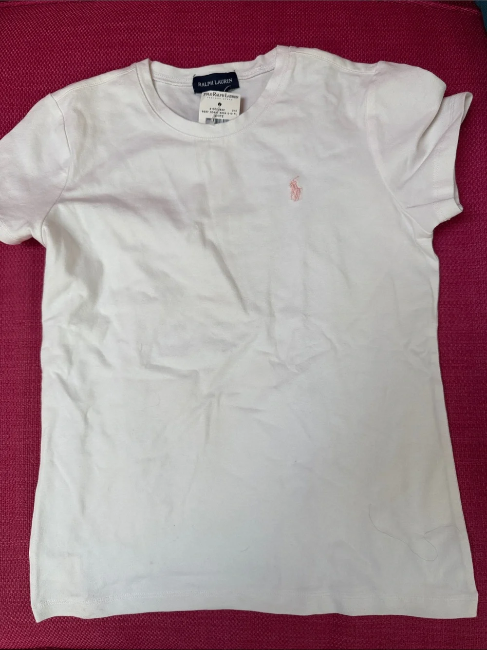 Ralph Lauren White Short-Sleeve Tee with Pink Pony